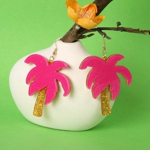 Pink Coconut Tree Earrings